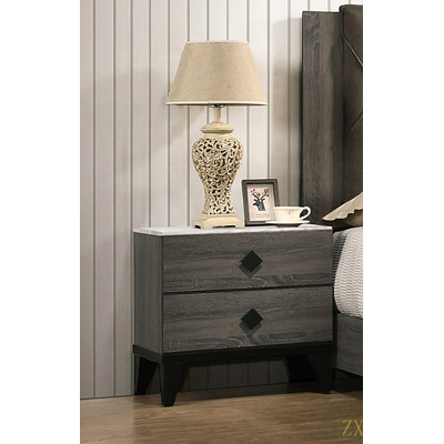 Two-Tone Finish Wooden Nightstand With 2 Drawers