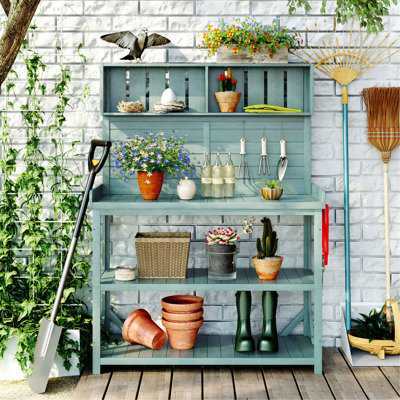 Grande table de rempotage en bois 65 po pour l'extérieur