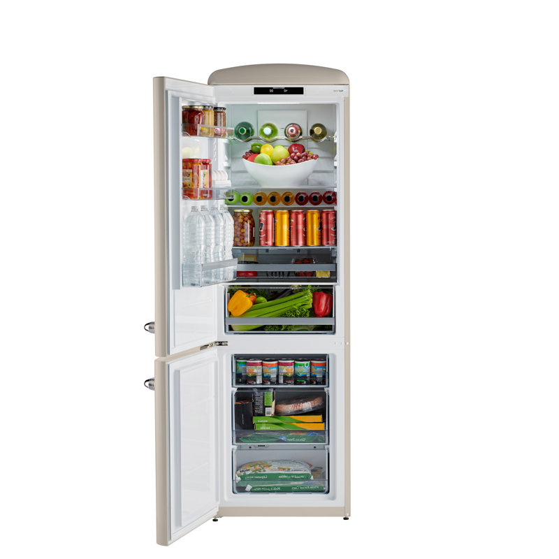 Réfrigérateur Energy Star de 12 pi³ avec congélateur inférieur 24 po rétro, Champagne, Gauche