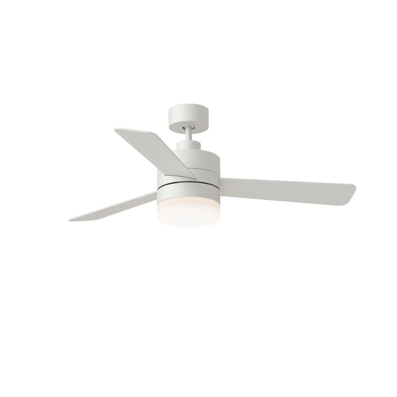 Ventilateur de plafond standard à 3 pales Adna avec commande murale et ensemble d'éclairage inclus, Blanc mat, 44", Blanc mat
