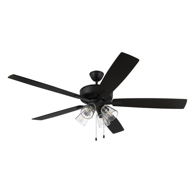 Super Pro 104 Clear 4 Light Kit 60'' Ceiling Fan with Light Kit, Flat Black
