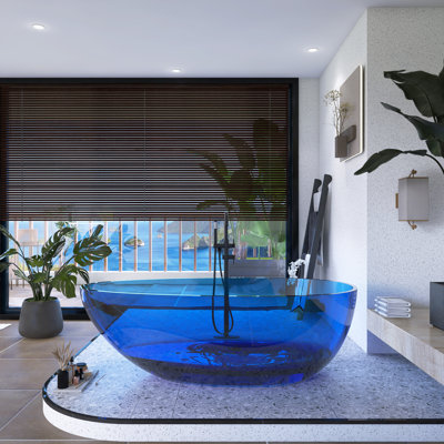 64'' x 29.6'' Freestanding Soaking Resin Bathtub