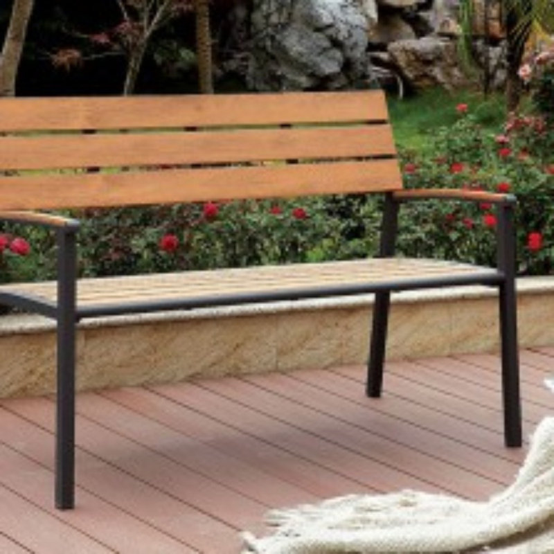 Banc de jardin en aluminium Abrego, Chêne