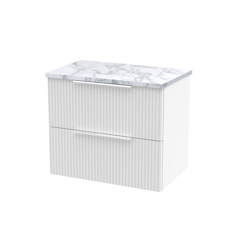 Fluted 60.5cm Single Bathroom Vanity Base Only, Satin White