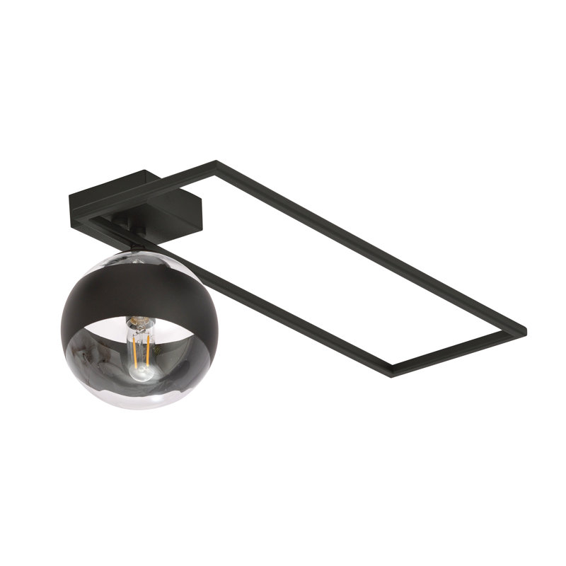 Appiah Glass Flush Mount, 31cm H x 55cm W x 55cm W, Black/Transparent