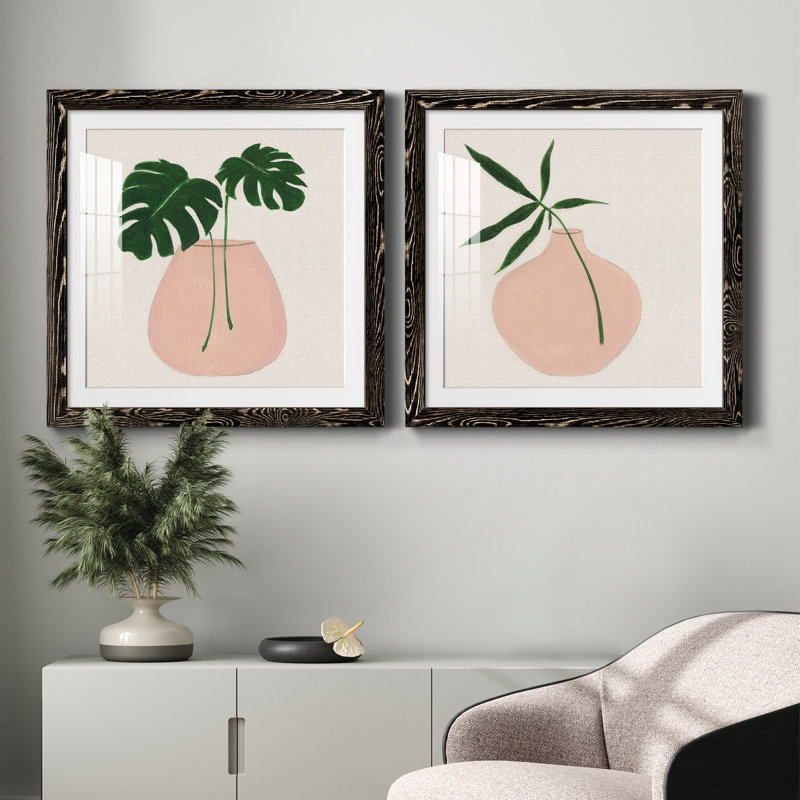 Simple Nature III - Ensemble de 2 peintures, H 35,5 po x l 71 po x P 1,5 po, Papier encadré noir