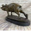 Figurine de sculpture en bronze signée Callynn, cochon sauvage, Art déco