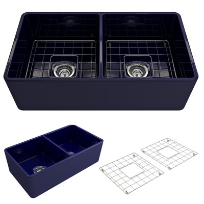 33'' L Double Bowl Fireclay Kitchen Sink
