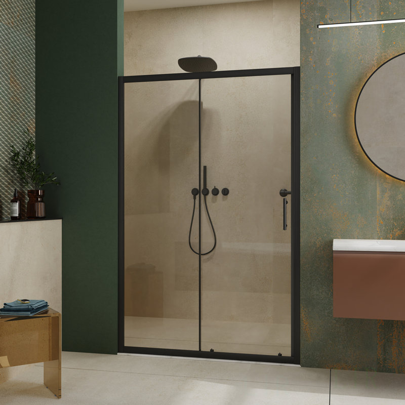48-In W X 72-In H Single Sliding Shower Door, 1/5 Inch Thick Clear Tempered Glass With Stainless Steel Handle For Modern Bathrooms, Shower Door