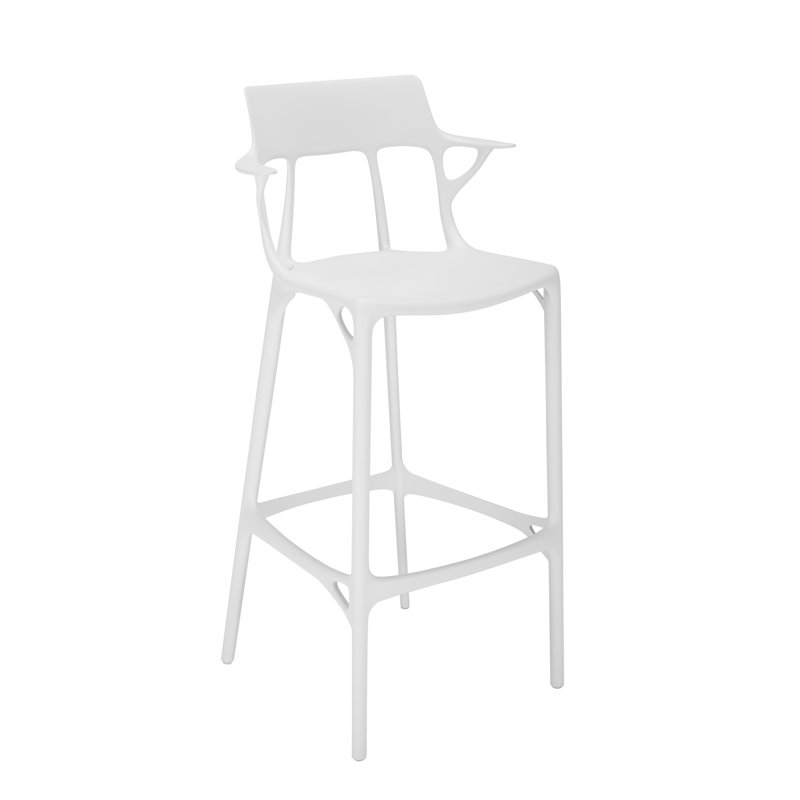 A.I. Tabouret recyclé, Blanc, Barre
