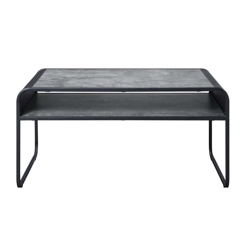 Table basse à 1 tablette en béton gris et noir