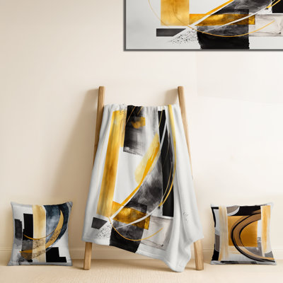 Glam Art Deco Abstract II - Abstract Cozy Blanket And Pillow Set