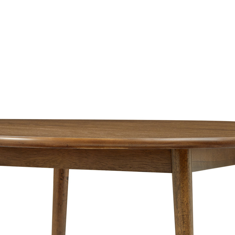 Doucoure Round Solid Wood Base Dining Table, Brown