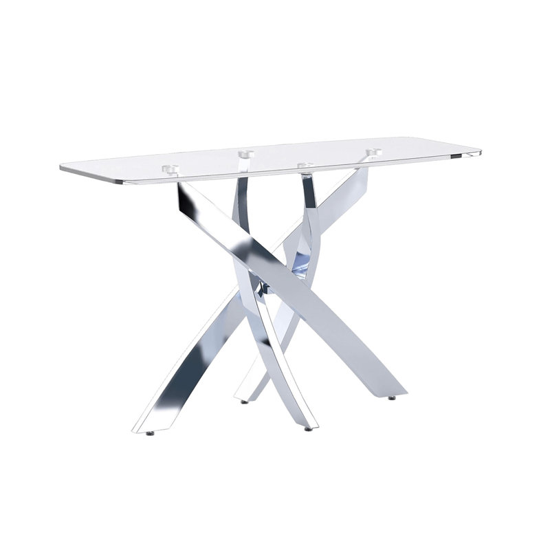 Table de canapé contemporaine l 44,6 po, chrome