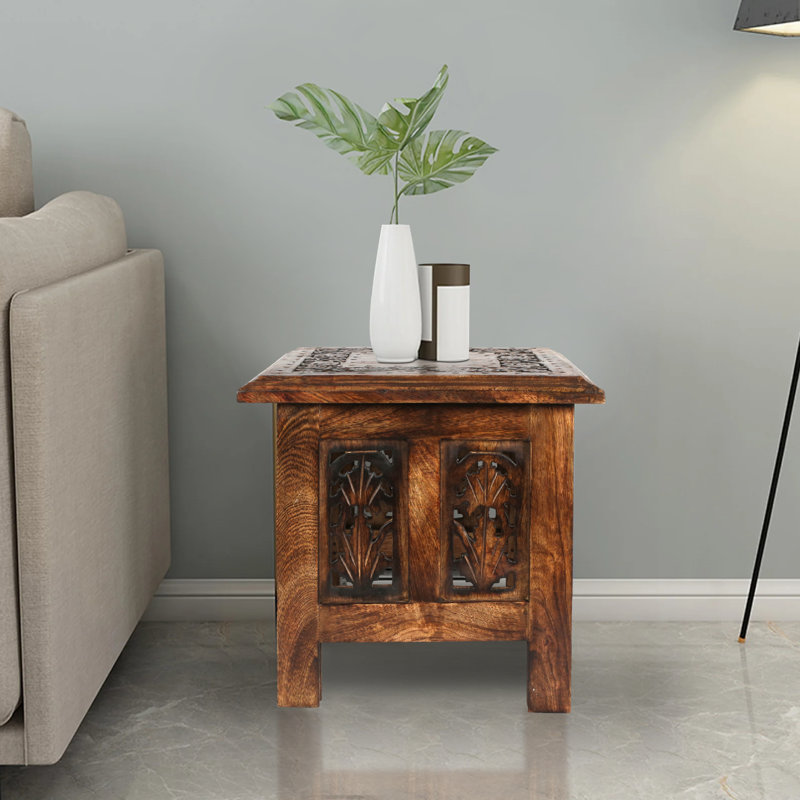 Abbey End Table, Brown, 31cm H x 30cm W x 30cm D