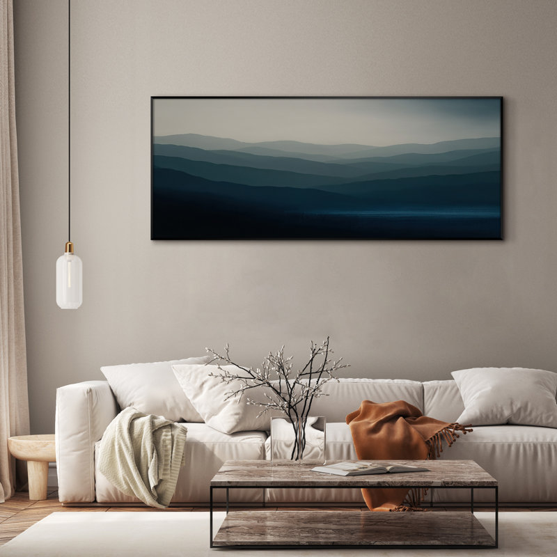 Très grand art mural imprimé sur toile - Paysage abstrait neutre moderne pour la décoration d'une œuvre d'art contemporaine de salon ou de chambre à coucher - «Assemblage requis du cadre (cadre non fini)»