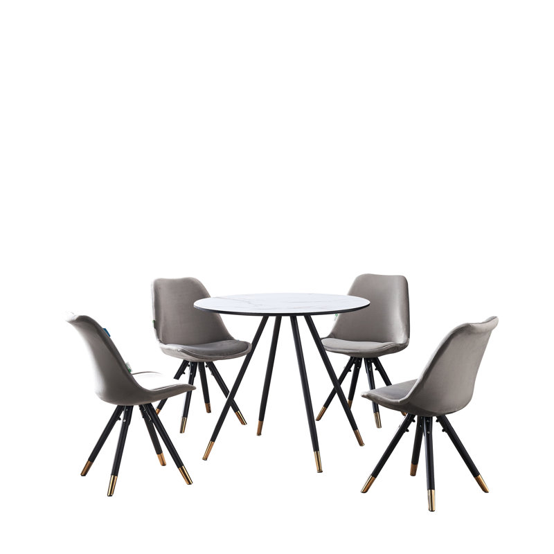 4 - Person Dining Set, Dark Grey, White