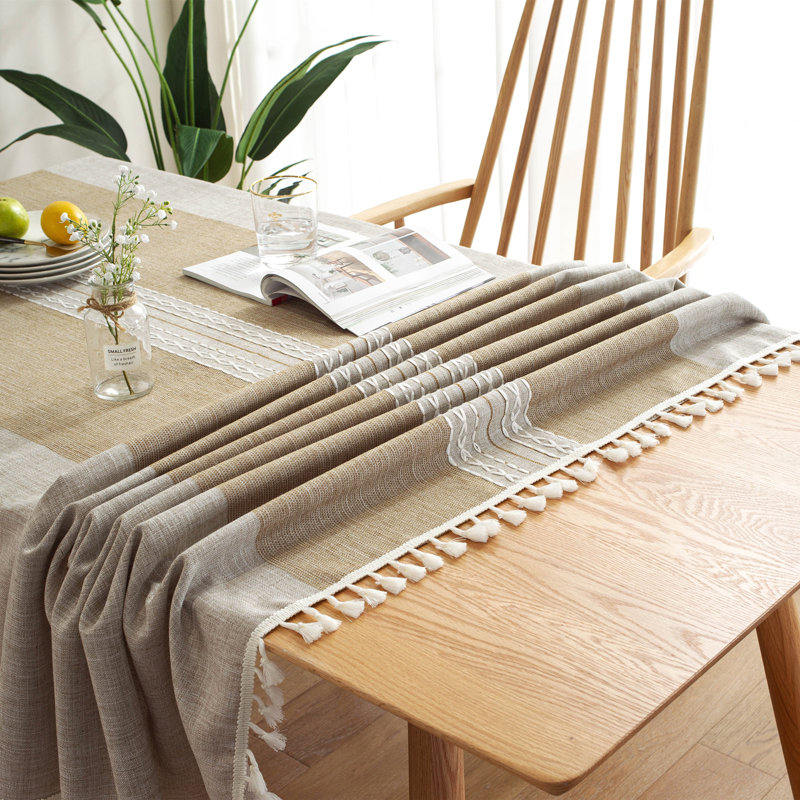 Nappe en mélange de coton Karns, Brun, 78 po x 54 po