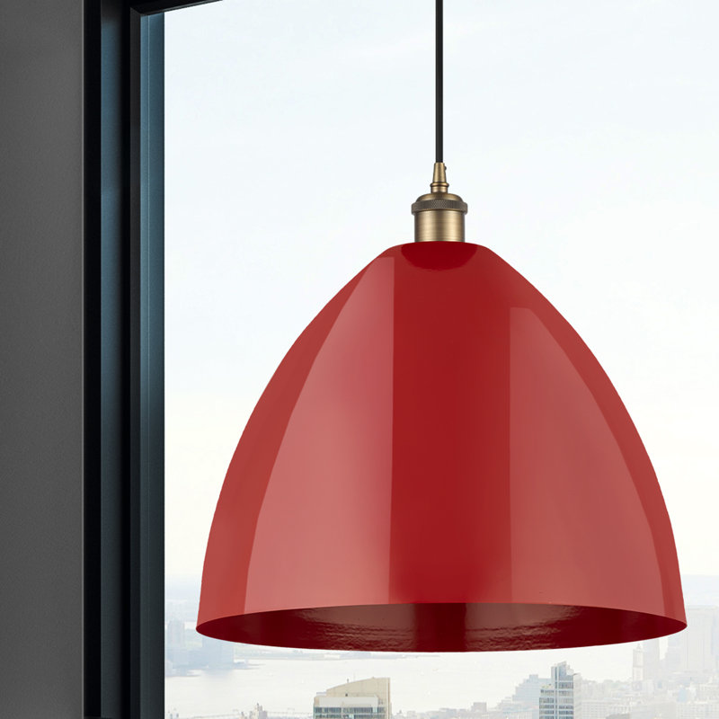 Luminaire suspendu conique 1 lumière, Rouge, gris
