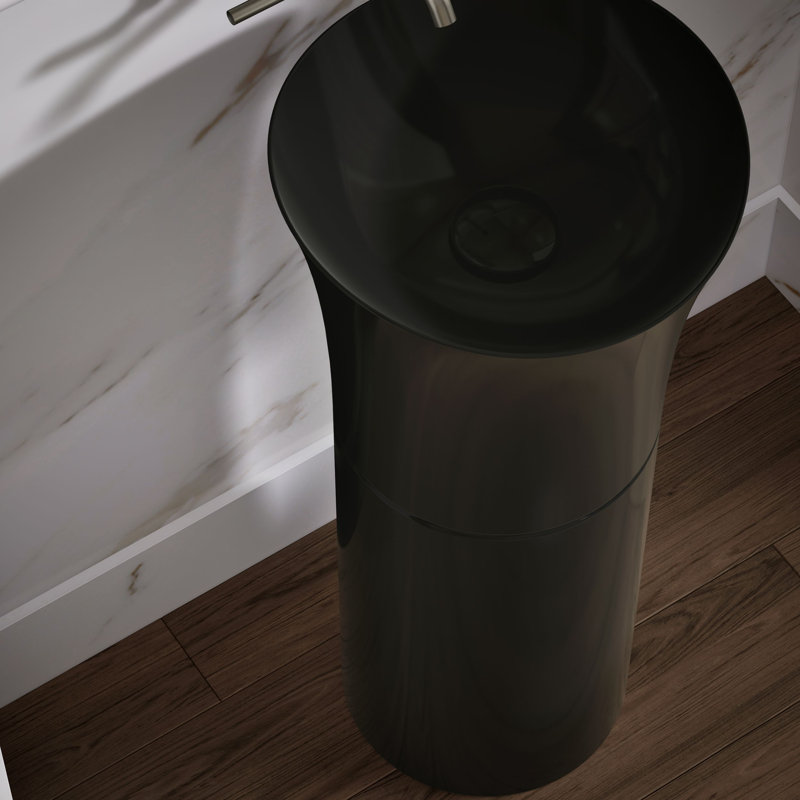 Veil® Pedestal Bathroom Sink, Black Black™