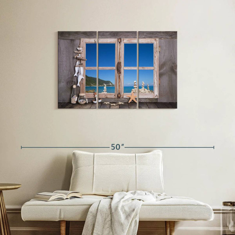 Lilie Rustic Beach Window, 24" H x 38" W
