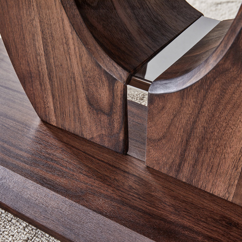 Modern Minimalist Walnut Dark Brown Texture Sticker-Patterned MDF Rectangular Coffee Table. Add a quiet and cozy atmosphere to your home.MDF coffee table,Walnut,Dark Brown textured Sticker,side table