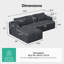 Modern Corduroy Cloud Couch Sectional Sofa, L-Shape 3-Seater Sofa with Smarts Coil Support-1217433027-1217433031