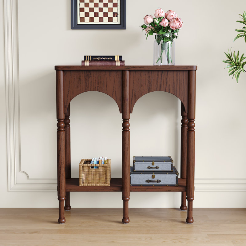31" Solid Wood Entryway Console Table, Brown