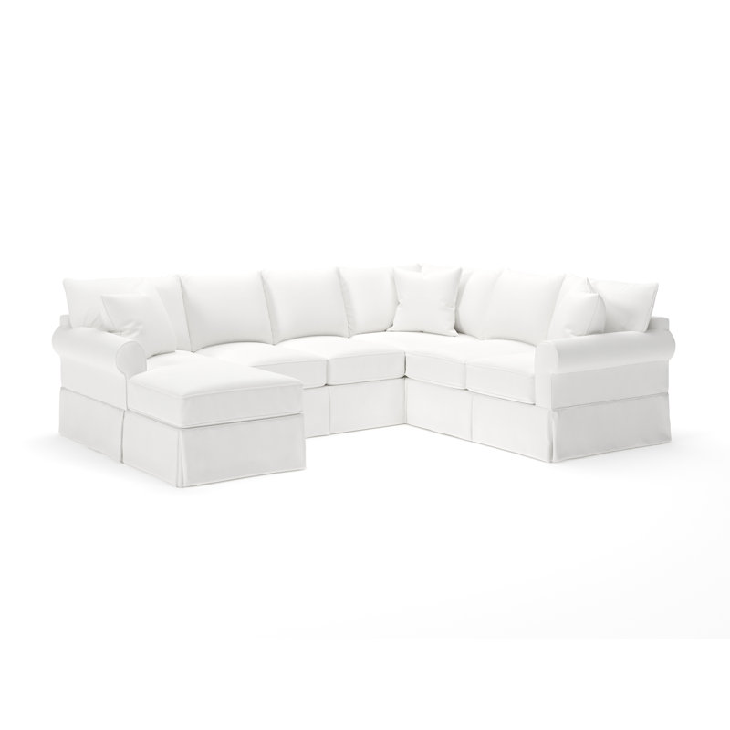 Amari Slipcovered U-Shaped Sectional, Left Hand Facing, Bayou Off White Canvas