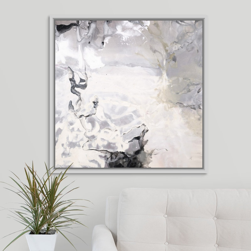 « tone on tone », peinture sur toile, H 31,7 po x l 31,7 po x P 1,75 po, Cadre flottant blanc