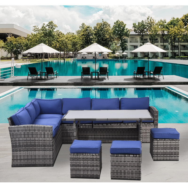 Ensemble de mobilier d'extérieur polyvalent pour le divertissement toutes saisons, Bleu très foncé