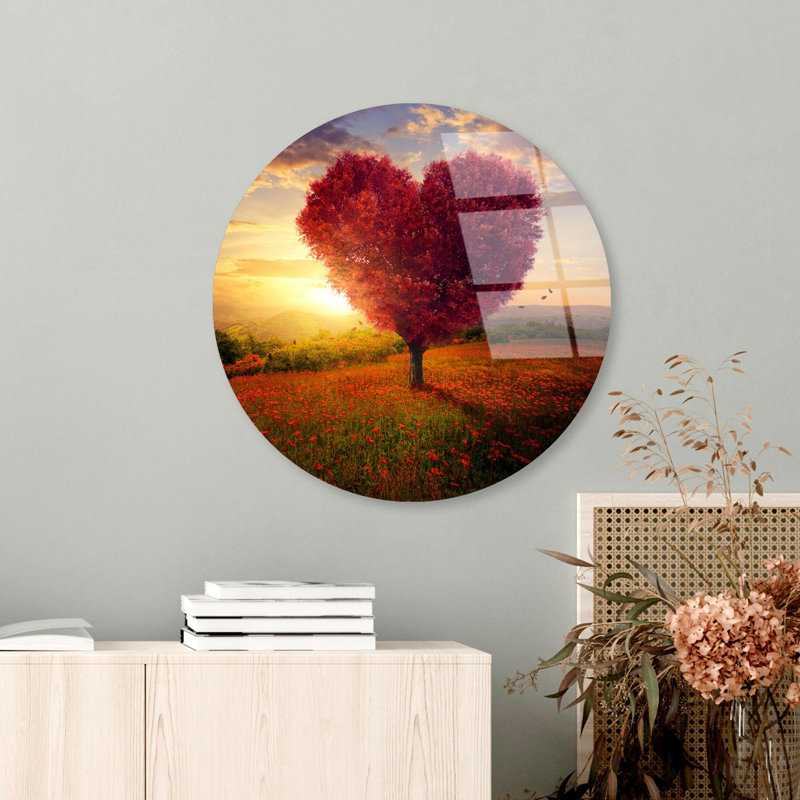 Peinture décorative en verre trempé, incassable, 11,8 po de diamètre | 100% verre trempé, épaisseur de 0,16 po | Impression UV haute résolution sur la surface arrière, facile à nettoyer, couleurs vives, avec crochet de fixation inclus