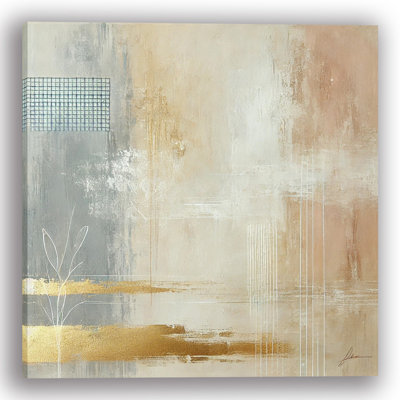 Minimalist Gold and Neutral Abstract Canvas Print Wall Art