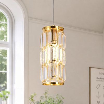 Luminaire suspendu cylindrique en cristal à 1 lumière Deimonas