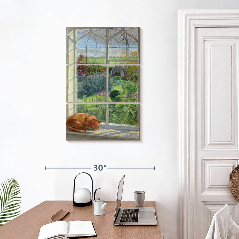 Lilie Sleeping Cat And Chinese Bridge, 32" H x 20" W