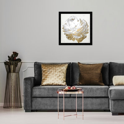 Gold and Light Floral White - Picture Frame Painting on Paper