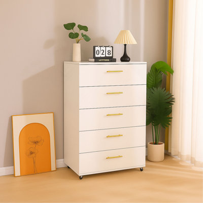 Commode 5 tiroirs avec poignées - Armoire de rangement moderne