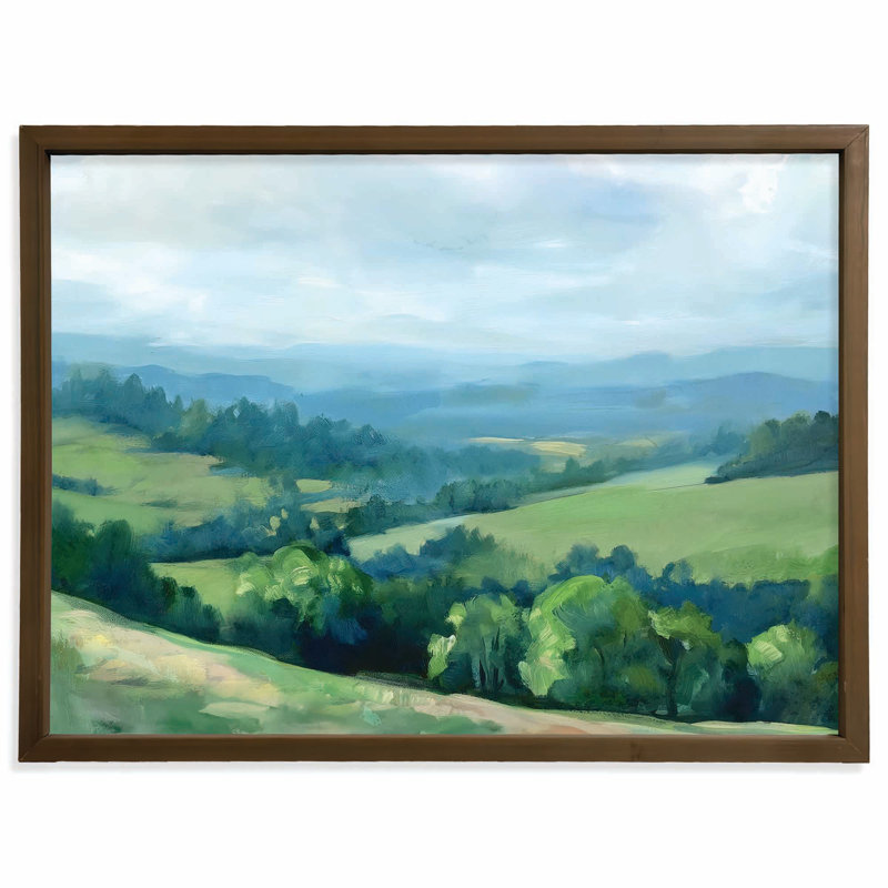 Émeraude et bijou aux tons de paysage 24 x 18, reproduction encadrée brune