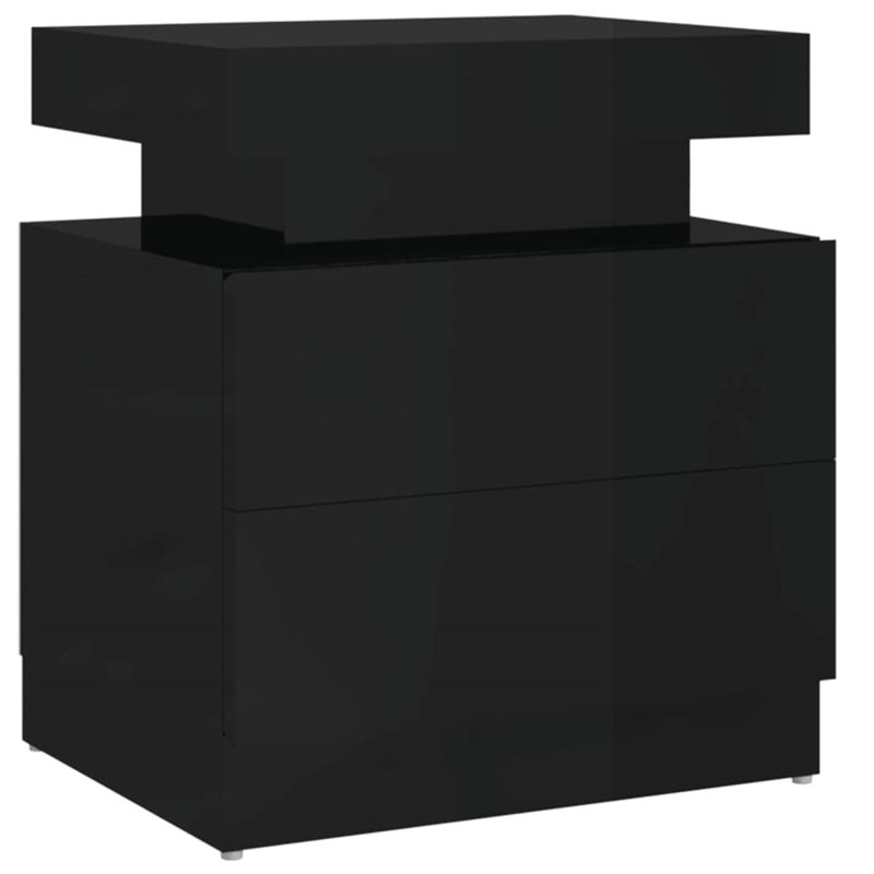Bedside Cabinet 45x35x52 cm Engineered Wood, High Gloss Black, High Gloss Black