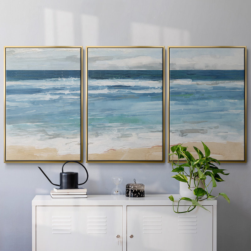 Ocean Waves II, reproduction sur toile 3 pièces, H 24 po x l 48 po x P 2 po, Or