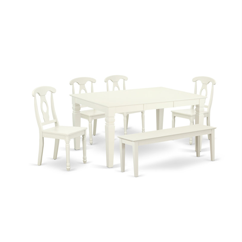 Ensemble de salle à manger extensible en bois massif 6 pièces Germaine