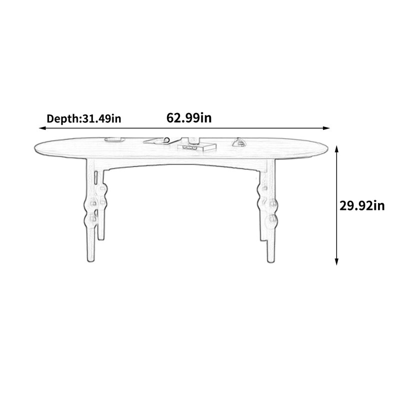 Table de salle à manger Elegant French, H 29,92 po x L 62,99 po x l 31,49 po
