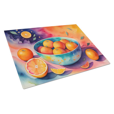Colourful Oranges Glass Cutting Board Large