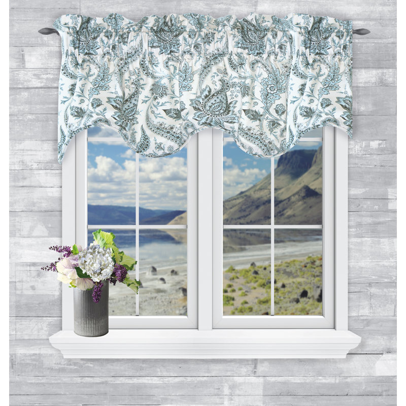 Nithin Cotton Scalloped Window Valance, Mist