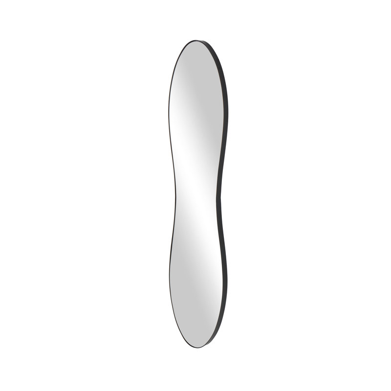 Cole And Grey Metal Tall Wavy Room Wall Mirror, Black