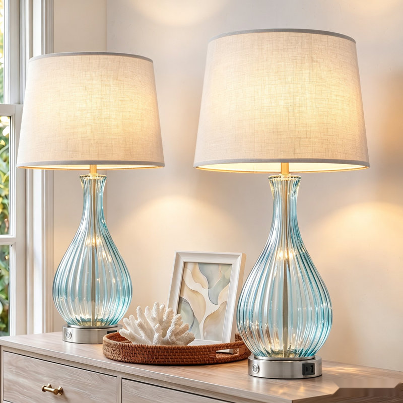 Ensemble de 2 lampes de table en verre Coastal 