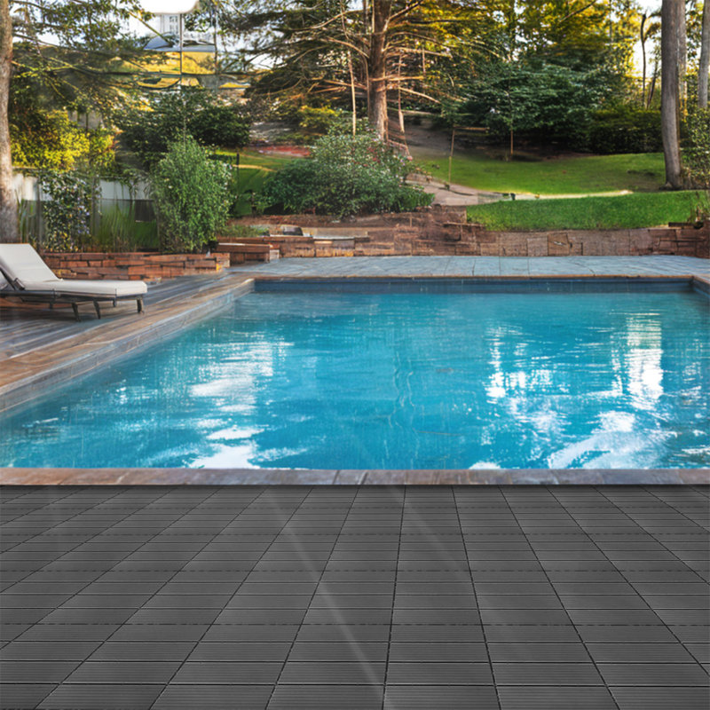 Ensemble de tuiles de terrasse en plastique composite de 35 pièces, Gris foncé
