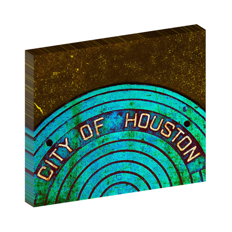 Houston Manhole Cover, Houston Texas - reproduction de photo sur toile tendue, H 20 po x l 24 po x P 1,5 po