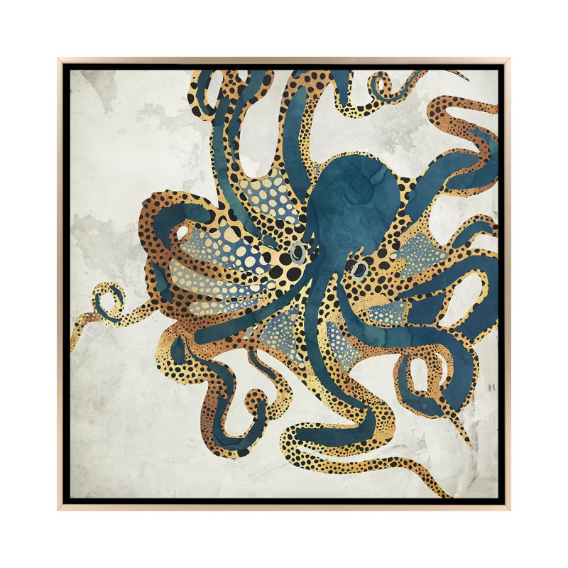 Underwater Dream VI - impression d'art graphique, H 37 po x l 37 po, Toile avec cadre flottant, Champagne