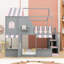 Lit superposé House avec escalier de rangement et tablettes-129753985